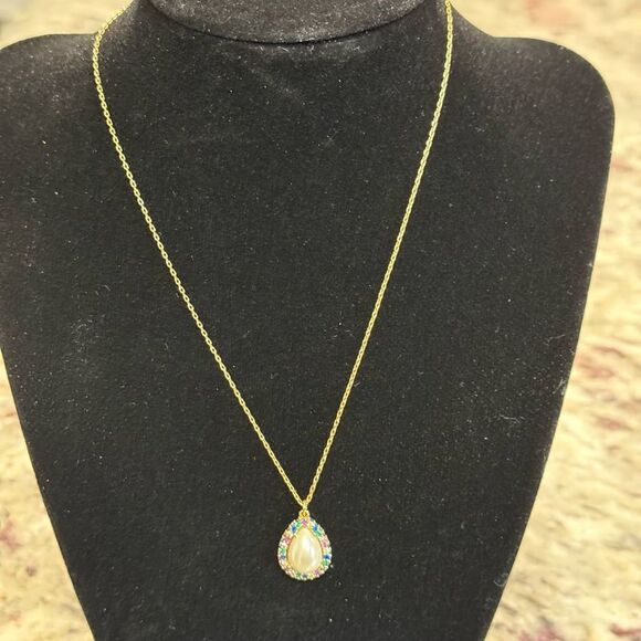 Kate Spade Brilliant Statements Pavé Halo Mini Gold Teardrop Pendant Necklace - Picture 6 of 9